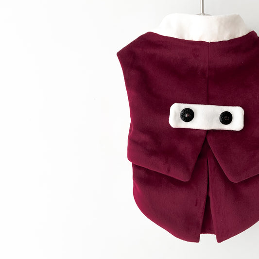 elegant swallowtail cut for dog Christmas clothing with jewel buttons