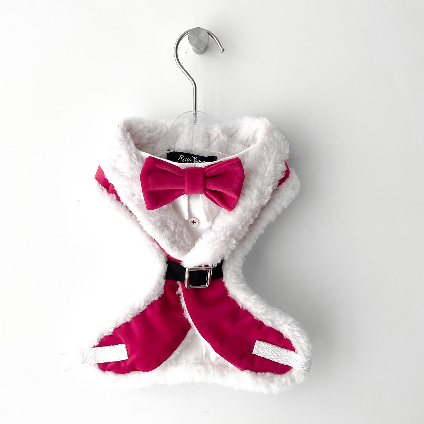 Christmas tuxedo harness for dogs in Santa's suit style