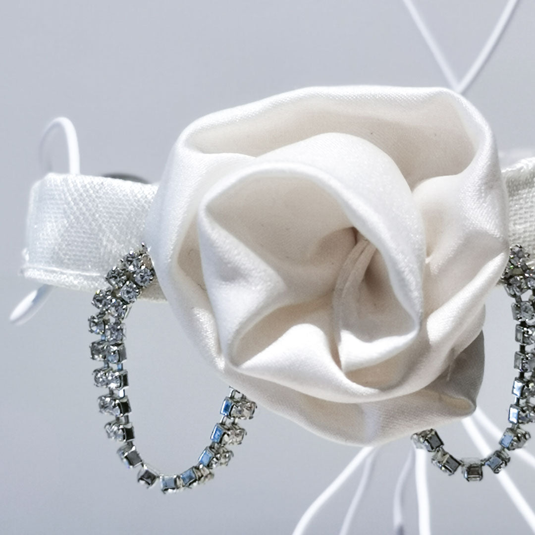 collar with roses and Swarovski for dogs and cats