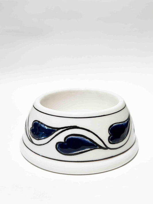 Handmade Ceramic Dog Bowl with Zaffera Decoration