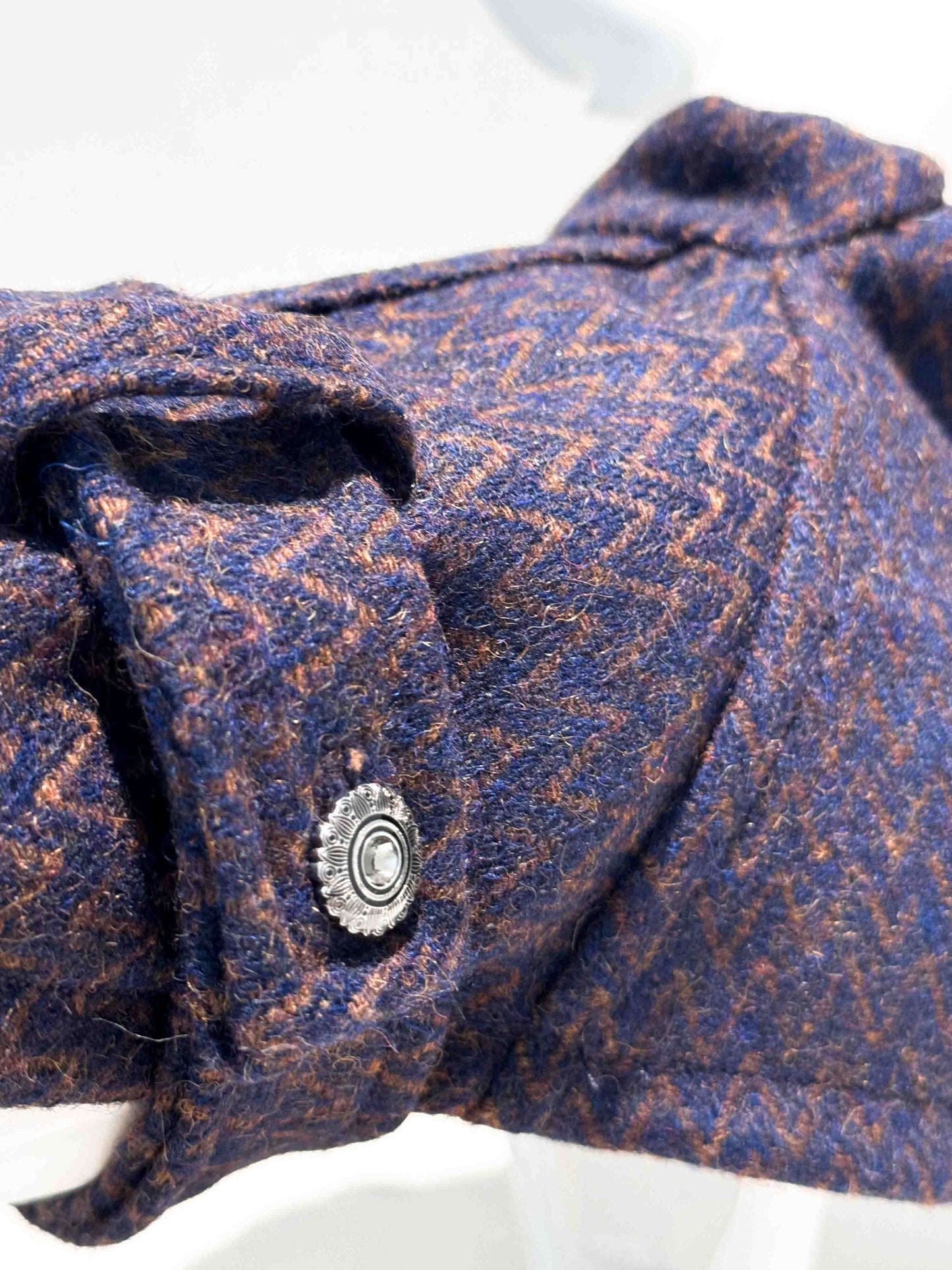 Winter fashion for dogs in sweaters: Elegant wool coat with a belt and jewel details