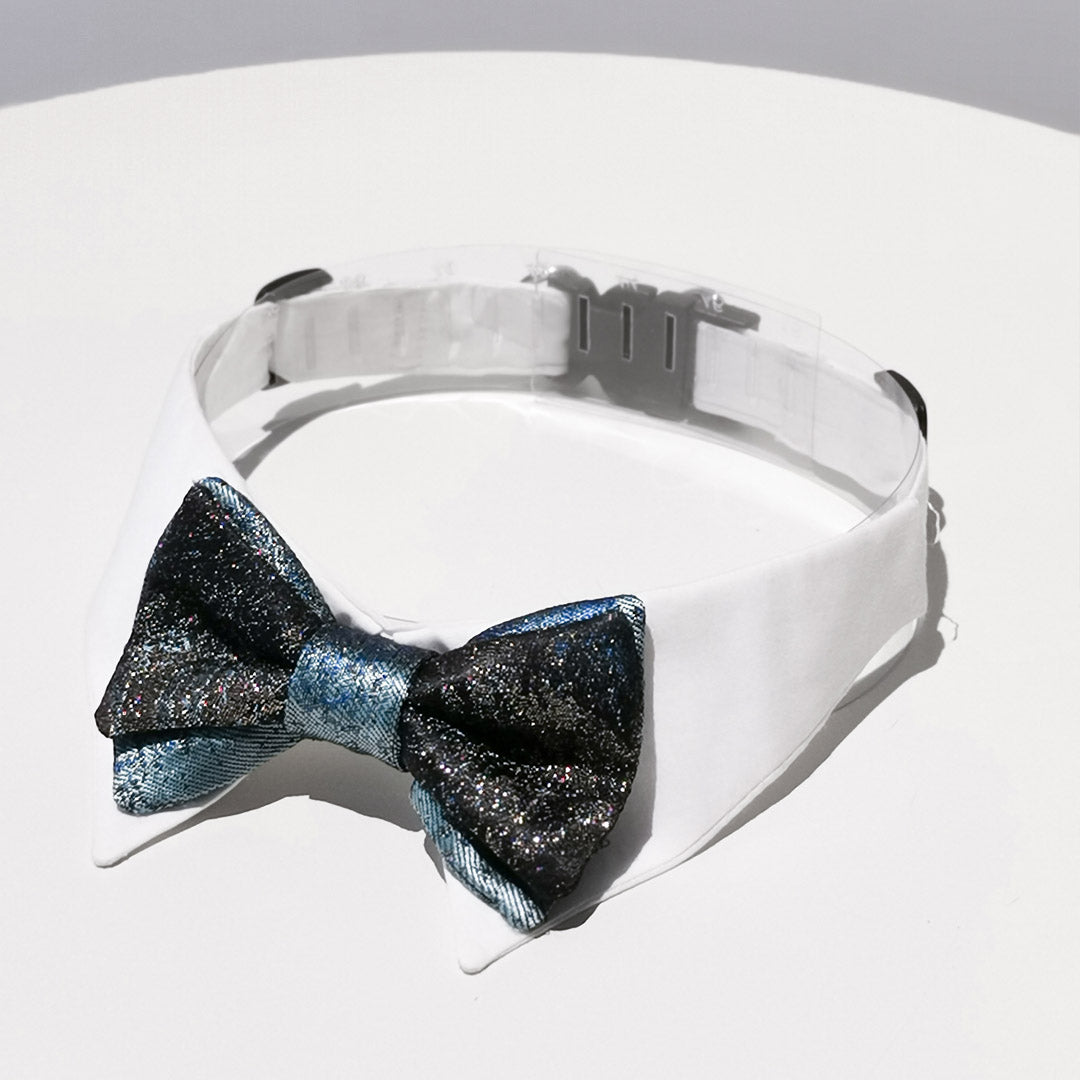 the elegant collar for pets is enriched by a bow tie with special fabrics just for you, unique pieces handmade in Italy