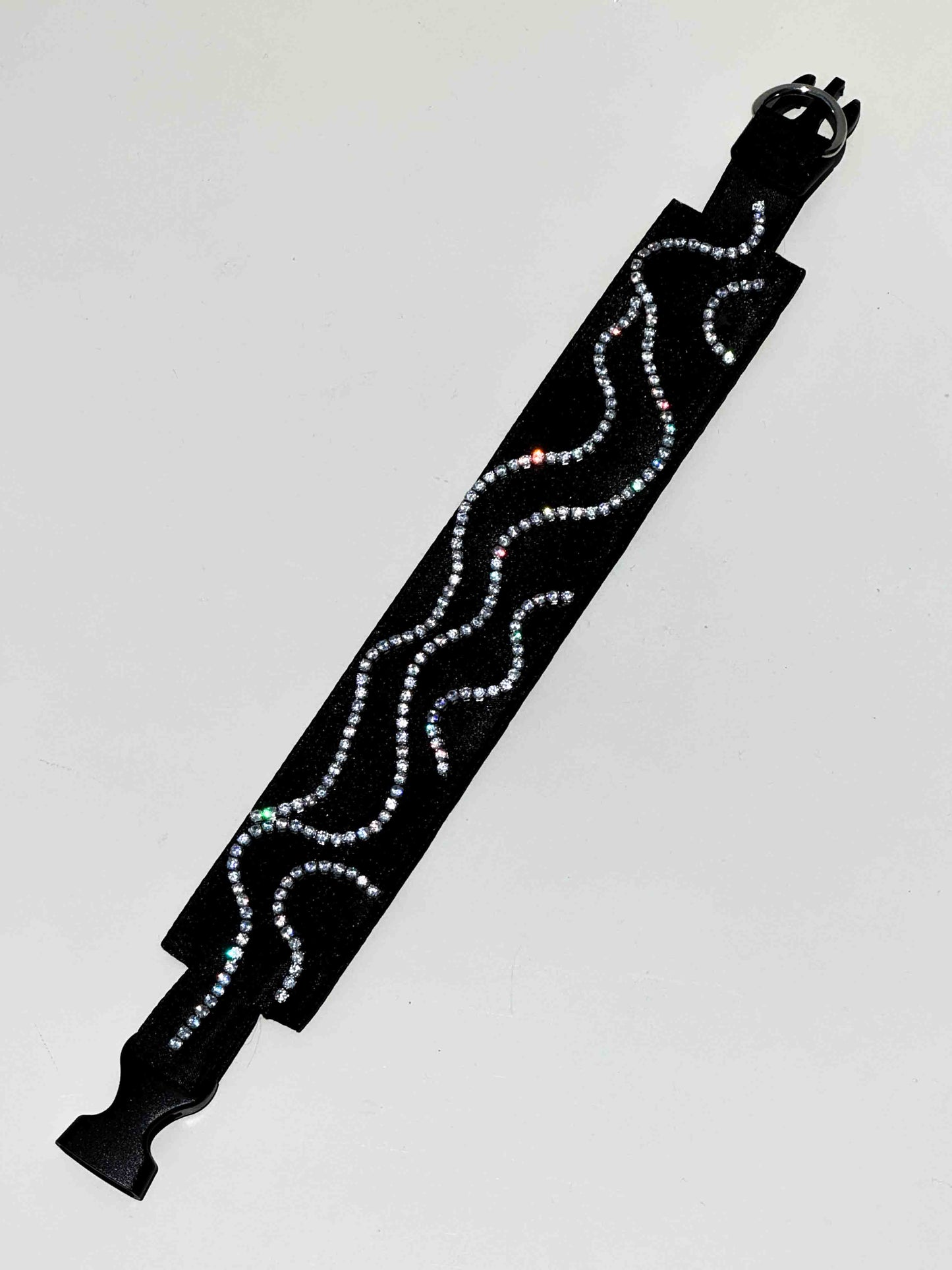 black dog collar with Swarovski for pet