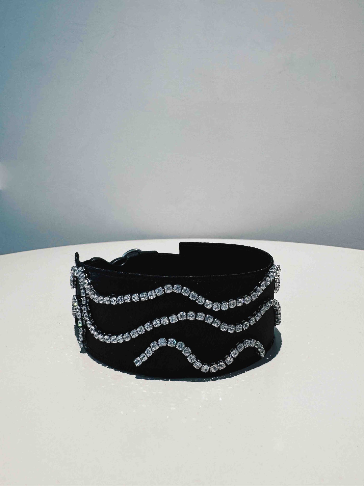 black dog collar with Swarovski