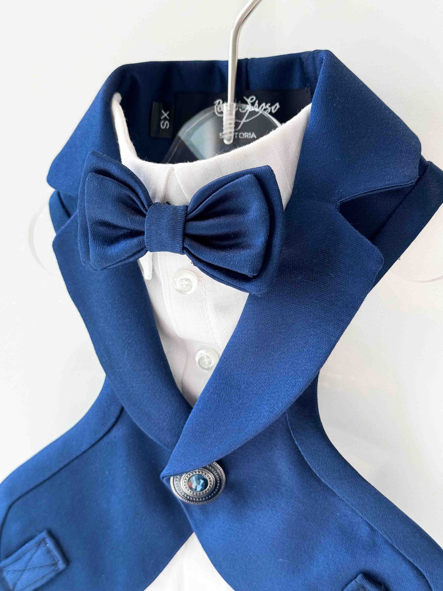 light blue dog tuxedo for events